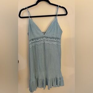 Light blue summer dress with crochet middle